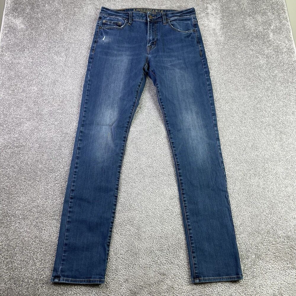 American Eagle Jeans Men’s 30X32 Blue Straight Slim Fit Low Rise Dark Wash